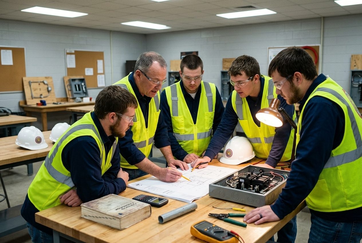 IBEW Local 193 apprentices learning in the JATC classroom